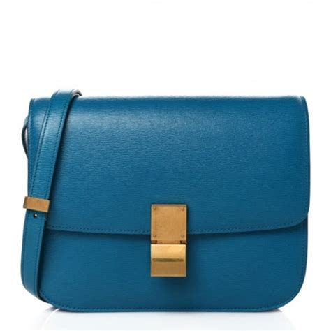 CELINE Liege Calfskin Medium Classic Box Flap Bag Storm 